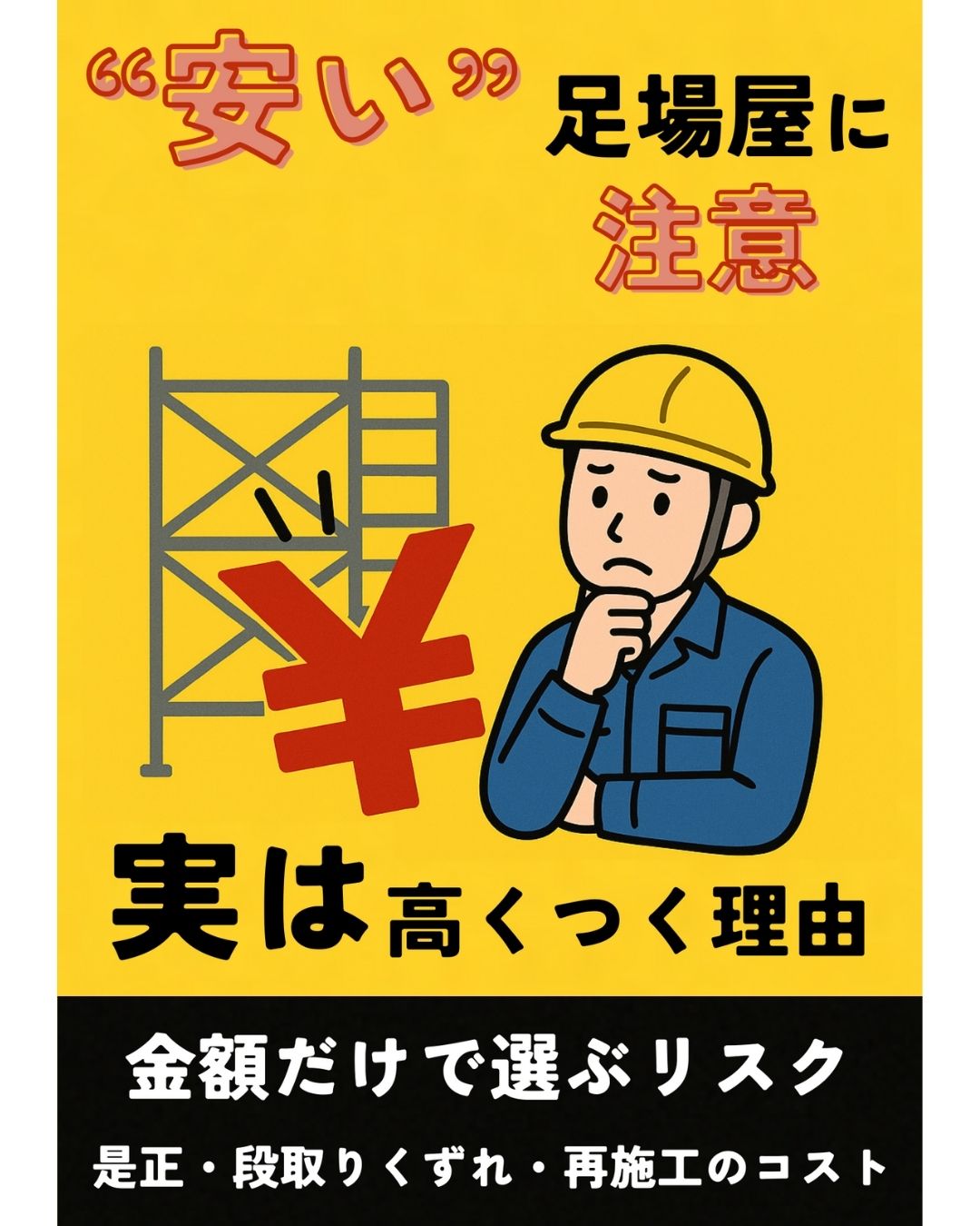 “安い”足場屋に注意！実は高くつく理由〜金額だけで選ぶと、、、〜